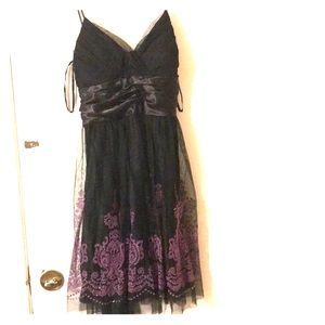 Black with purple design spaghetti strap dress